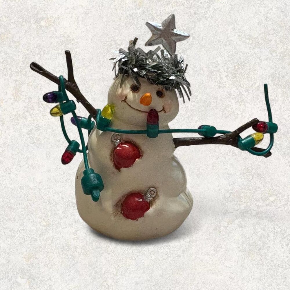 Vintage Jan Karon Hallmark Mitford Christmas Holiday Snowman Figurine Ornament